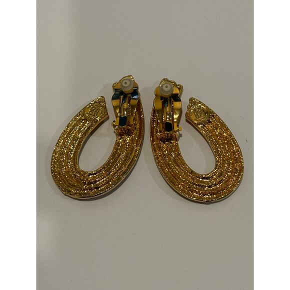 Vintage Givenchy Gold Tone Statement Earrings Clip On Signed - Picture 4 of 4